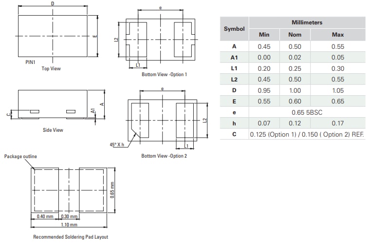 Mechanical Drawing - Littelfuse SC1122-01ETG TVS Diode